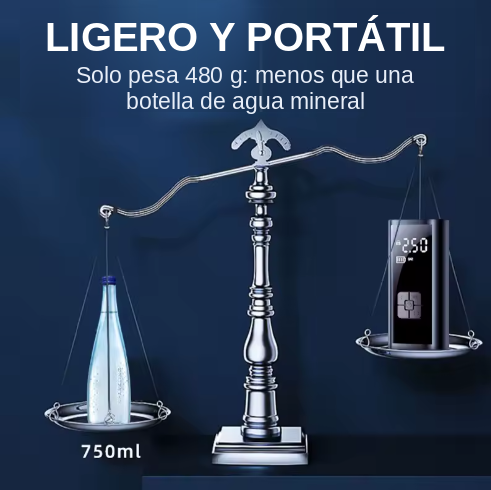Compresor de aire portátil 150 PSI | Inflador digital para coche, moto y bici