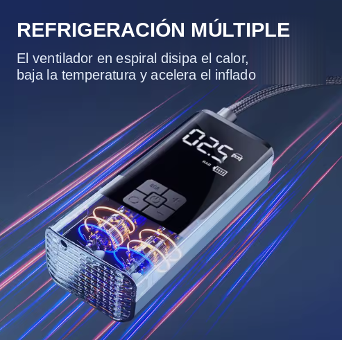 Compresor de aire portátil 150 PSI | Inflador digital para coche, moto y bici